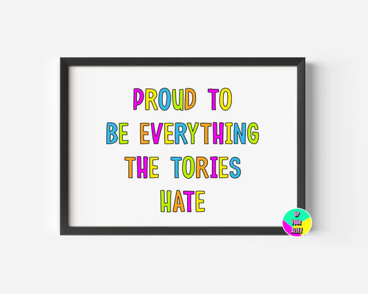 Proud To Be Everything The Tories Hate A4 Print