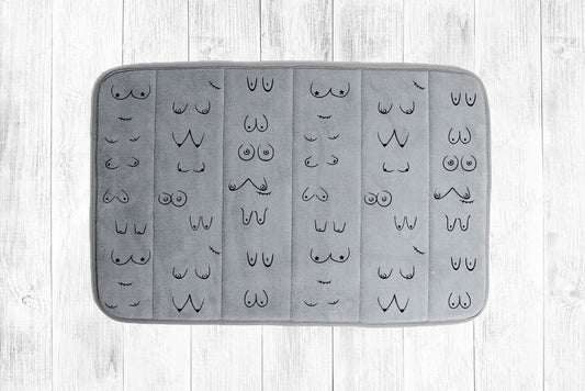 Grey Boob Print Memory Foam Bath Mat