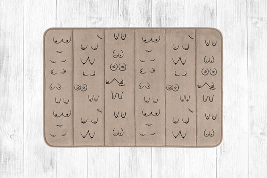 Mocha Boob Print Memory Foam Bath Mat