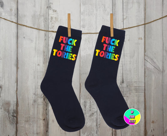 Rainbow Fuck The Tories Unisex Ankle Socks