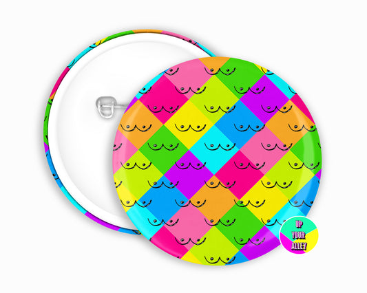 Bright Coloured Boob Print Badge