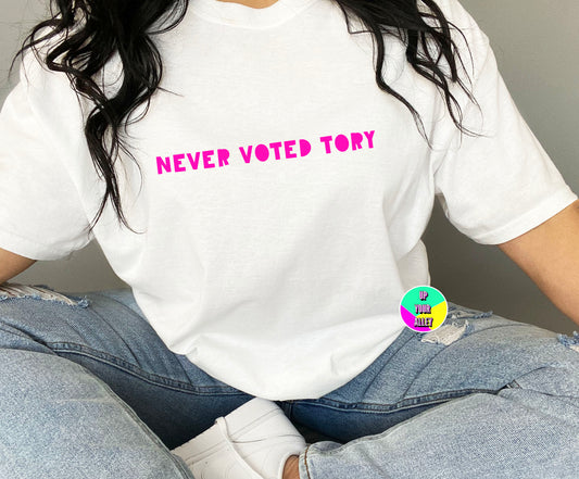 Never Voted Tory White Unisex Tshirt